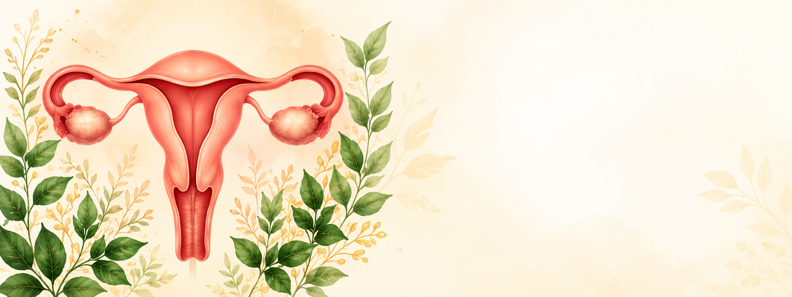 Botanical female reproductive wellness illustration