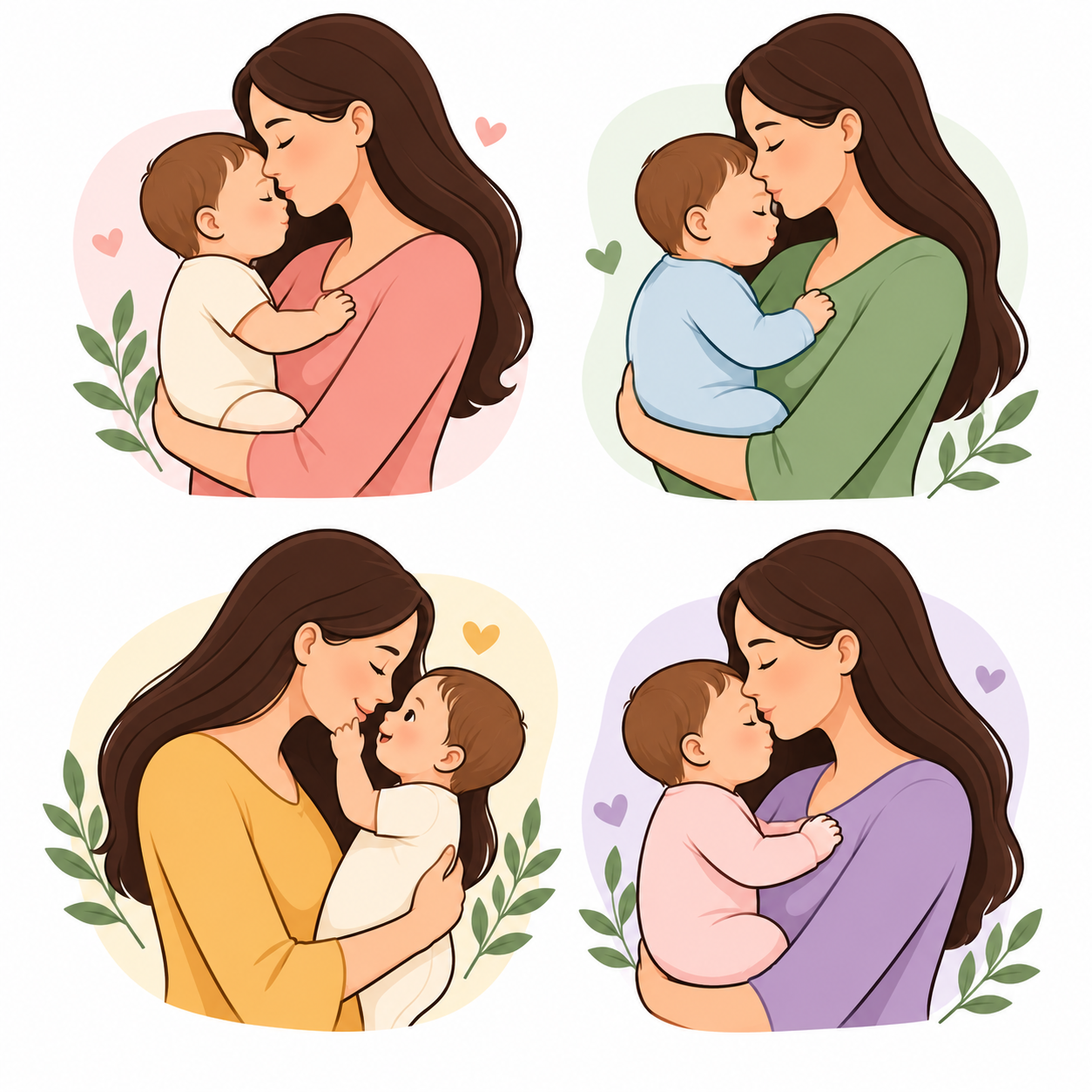 pastel mother and baby moments
