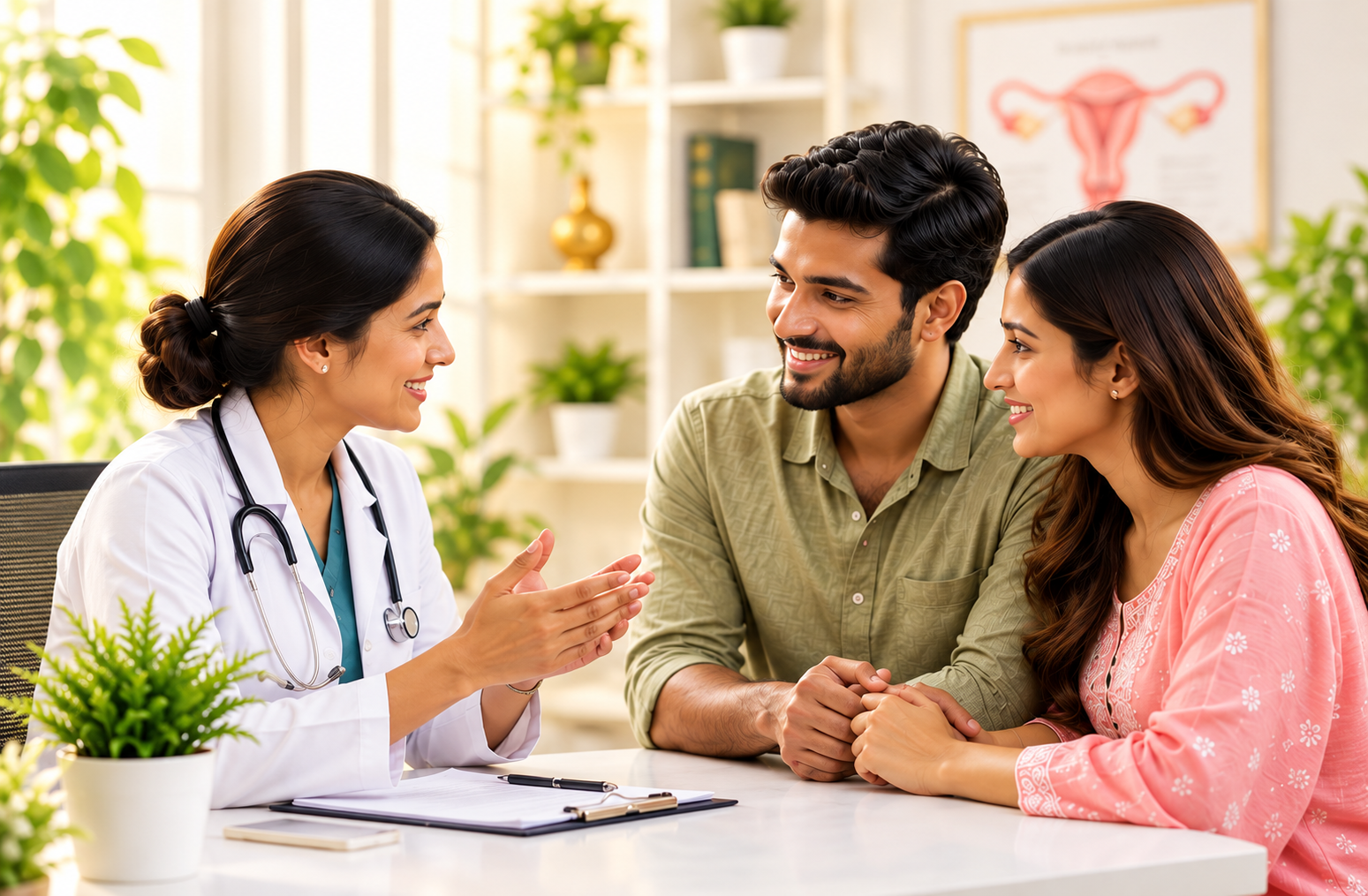 Doctor discussing fertility care with a couple